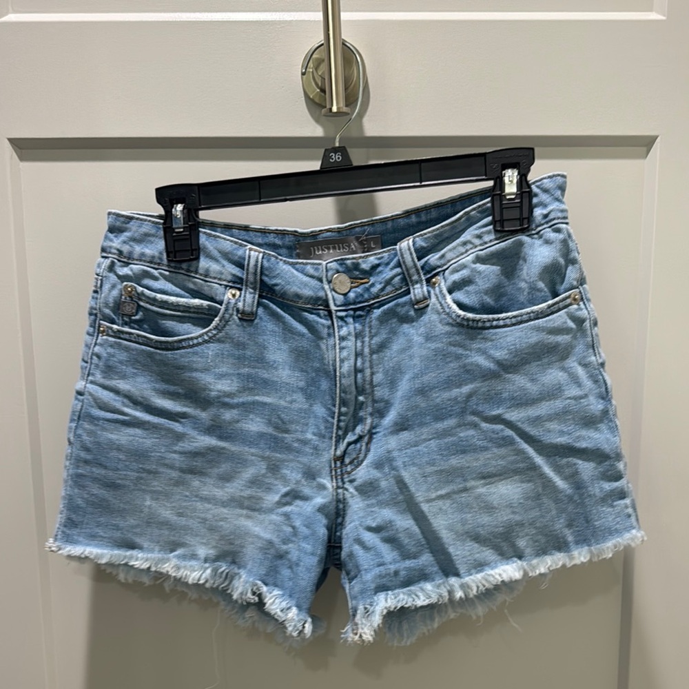 Just USA Blue Jean Shorts Distressed Cut-Off Style